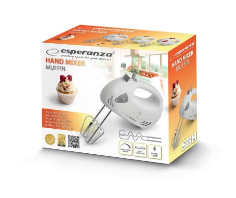 ESPERANZA MIKSER RĘCZNY MUFFIN SZARY 150W EKM007WE ESPERANZA MIKSER RĘCZNY MUFFIN SZARY 150W EKM007WE