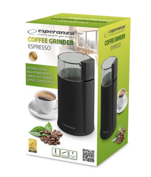 Młynek do kawy Esperanza Espresso EKC001K (160W; udarowy; kolor czarny) Młynek do kawy Esperanza Espresso EKC001K (160W; udarowy; kolor czarny)