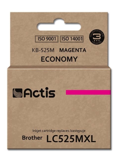 Actis KB-525M Tusz (zamiennik Brother LC525M; Standard; 15 ml; czerwony) Actis KB-525M Tusz (zamiennik Brother LC525M; Standard; 15 ml; czerwony)