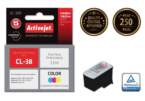 Activejet AC-38R Tusz (zamiennik Canon CL-38; Premium; 12 ml; kolor) Activejet AC-38R Tusz (zamiennik Canon CL-38; Premium; 12 ml; kolor)