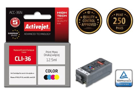 Activejet ACC-36N Tusz (zamiennik Canon CLI-36; Supreme; 12,5 ml; kolor) Activejet ACC-36N Tusz (zamiennik Canon CLI-36; Supreme; 12,5 ml; kolor)