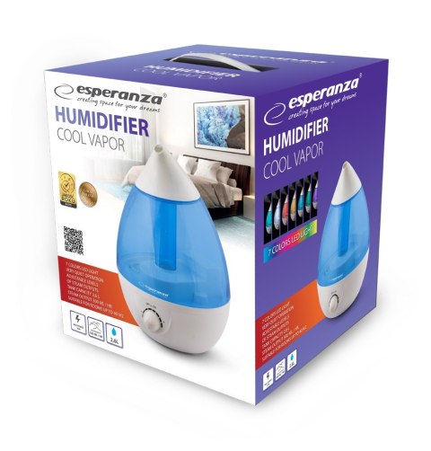 Nawilżacz powietrza Esperanza COOL VAPOR EHA005 (25W; kolor niebieski) Nawilżacz powietrza Esperanza COOL VAPOR EHA005 (25W; kolor niebieski)