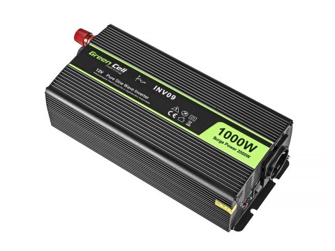 GREEN CELL PRZETWORNICA INV09 12V-230V 1000W/2000W CZYSTA SINUSOIDA