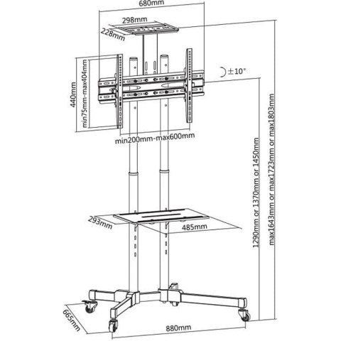 TECHLY STOJAK MOBILNY TV LED/LCD 37-70 CALI 50KG 2