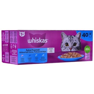 WHISKAS Rybne przysmaki w galaretce - mokra karma dla kota - 40x85 g