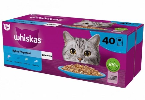 WHISKAS Rybne przysmaki w galaretce - mokra karma dla kota - 40x85 g