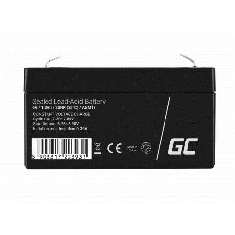 GREEN CELL AKUMULATOR ŻELOWY AGM13 6V 1.3AH GREEN CELL AKUMULATOR ŻELOWY AGM13 6V 1.3AH