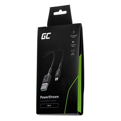 GREEN CELL KABEL KABGC24 GC POWERSTREAM USB-A - LIGHTNING 30CM, SZYBKIE ŁADOWANIE GREEN CELL KABEL KABGC24 GC POWERSTREAM USB-A - LIGHTNING 30CM, SZYBKIE ŁADOWANIE