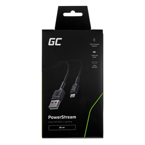 GREEN CELL KABEL KABGC24 GC POWERSTREAM USB-A - LIGHTNING 30CM, SZYBKIE ŁADOWANIE GREEN CELL KABEL KABGC24 GC POWERSTREAM USB-A - LIGHTNING 30CM, SZYBKIE ŁADOWANIE