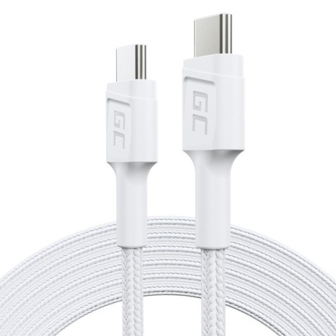 GREEN CELL KABEL KABGC29W GC POWERSTREAM USB-C - USB-C 200CM, POWER DELIVERY 60W, ULTRA CHARGE, QC 3.0, BIAŁY GREEN CELL KABEL KABGC29W GC POWERSTREAM USB-C - USB-C 200CM, POWER DELIVERY 60W, ULTRA CHARGE, QC 3.0, BIAŁY