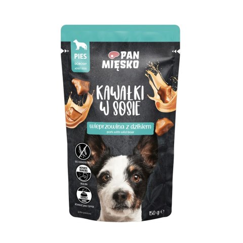 PAN MIĘSKO Kawałki w sosie Wieprzowina z dzikiem (dorosły) - Karma mokra dla psa - 150g PAN MIĘSKO Kawałki w sosie Wieprzowina z dzikiem (dorosły) - Karma mokra dla psa - 150g