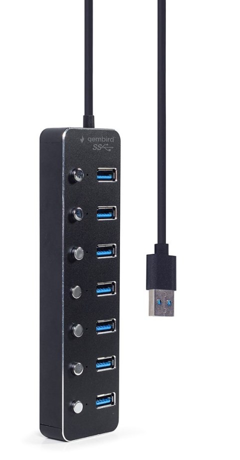 GEMBIRD HUB USB 3.1 (GEN 1) 7-PORTOWY Z PRZEŁĄCZNIKAMI, CZARNY GEMBIRD HUB USB 3.1 (GEN 1) 7-PORTOWY Z PRZEŁĄCZNIKAMI, CZARNY