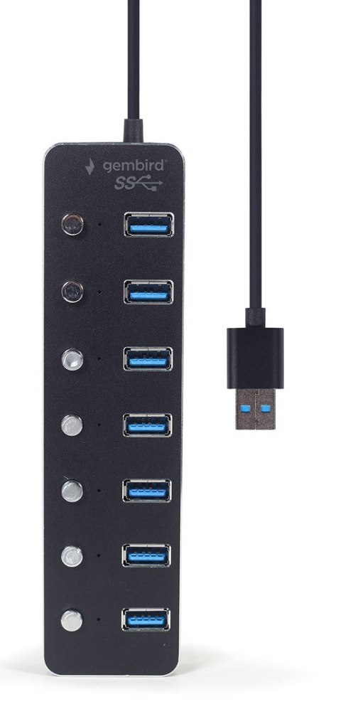 GEMBIRD HUB USB 3.1 (GEN 1) 7-PORTOWY Z PRZEŁĄCZNIKAMI, CZARNY GEMBIRD HUB USB 3.1 (GEN 1) 7-PORTOWY Z PRZEŁĄCZNIKAMI, CZARNY