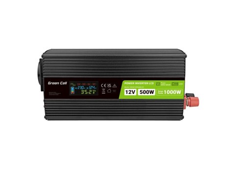 GREEN CELL PRZETWORNICA LCD 12V/230V 500W/1000W CZYSTY SINUS INVGC12P500LCD