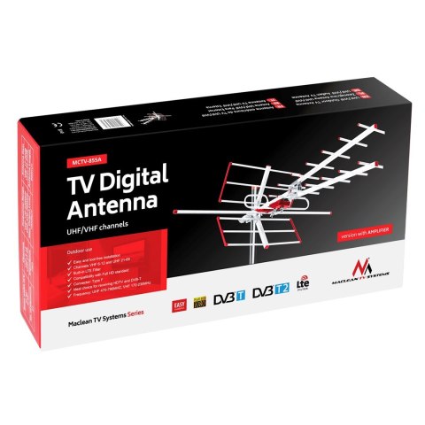 Antena kierunkowa zewnętrzna Maclean MCTV-855A (aktywna; 20 dB; Typ F) Antena kierunkowa zewnętrzna Maclean MCTV-855A (aktywna; 20 dB; Typ F)