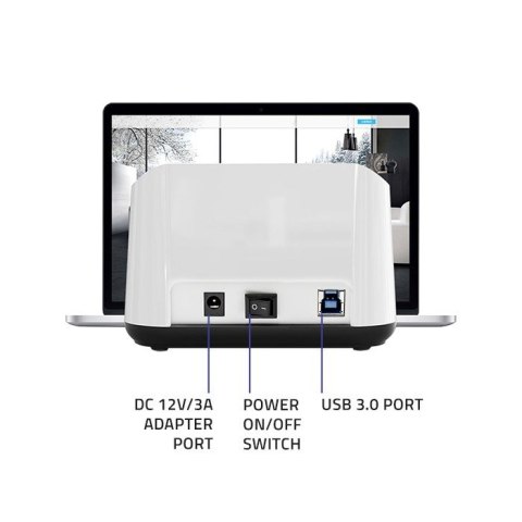 QOLTEC STACJA DOKUJĄCA DO DYSKÓW HDD SSD 2.5" 3.5" | SATA III | USB 3.0 | SUPER SPEED 5GB/S | Z FUNKCJĄ KLONOWANIA OFFLINE