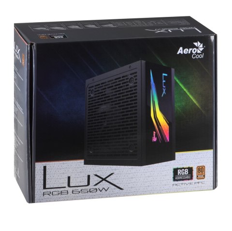 Zasilacz Aerocool LUX AEROPGSLUXRGB-650 (650 W; 120 mm)