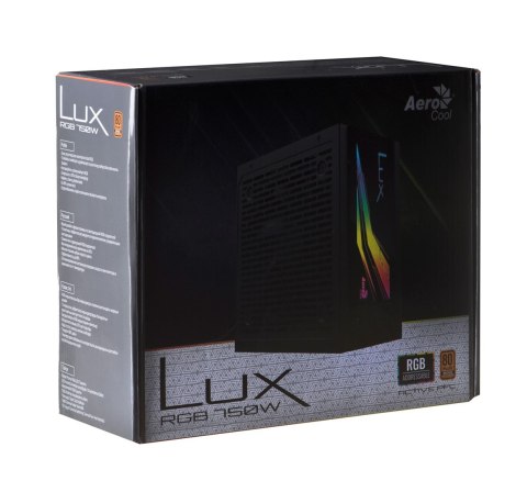 Zasilacz Aerocool LUX AEROPGSLUXRGB-750 (750 W; 120 mm)