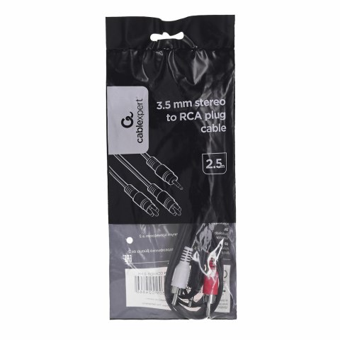 Kabel GEMBIRD CCA-458-2.5M (2x Cinch M - Mini Jack M; 2,5m; kolor czarny) Kabel GEMBIRD CCA-458-2.5M (2x Cinch M - Mini Jack M; 2,5m; kolor czarny)