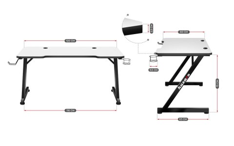 Biurko gamingowe Huzaro Hero 2.5 White (WYPRZEDAŻ)