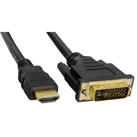 Kabel Akyga AK-AV AK-AV-11 (DVI-D M - HDMI M; 1,8m; kolor czarny) Kabel Akyga AK-AV AK-AV-11 (DVI-D M - HDMI M; 1,8m; kolor czarny)