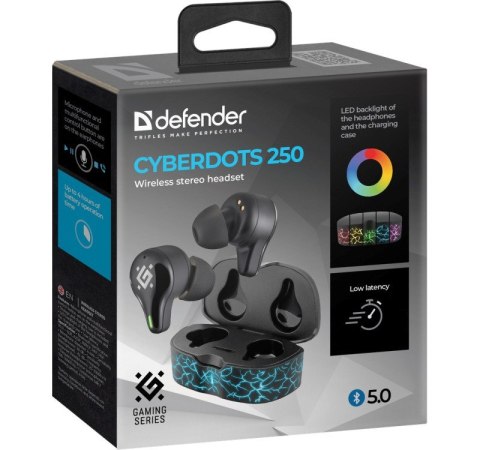 DEFENDER SŁUCHAWKI BLUETOOTH CYBERDOTS 250 GAMING CZARNE 63250