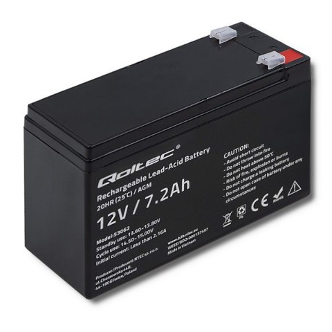 QOLTEC AKUMULATOR AGM 12V | 7.2AH | MAX 108A QOLTEC AKUMULATOR AGM 12V | 7.2AH | MAX 108A