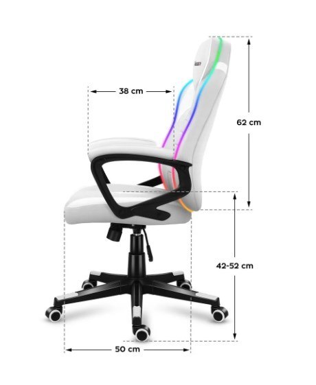 Fotel gamingowy Huzaro Force 2.5 RGB WHITE MESH