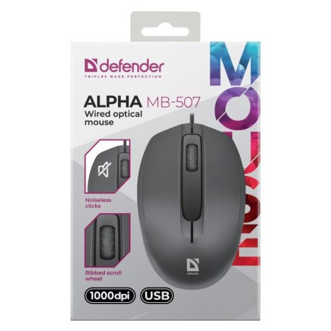 DEFENDER MYSZ ALPHA MB-507 SILENT CZARNA 1000dpi 3P