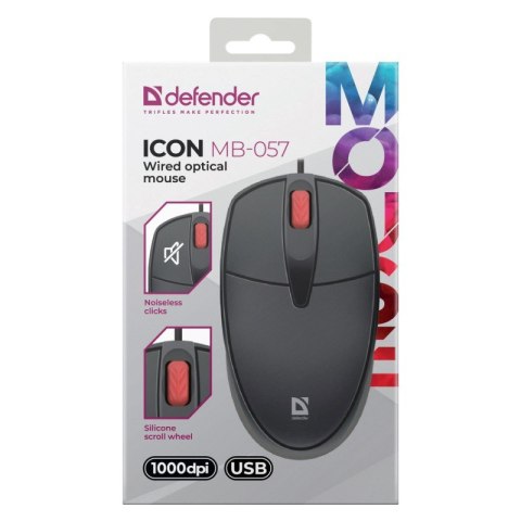 DEFENDER MYSZ ICON MB-057 CZARNA OPTICAL 1000dpi 3P