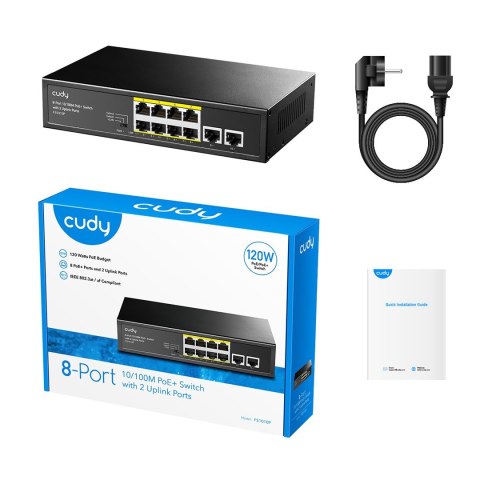 Switch CUDY FS1010P 8-Port 10/100M PoE+ 120W 2xUplink Switch CUDY FS1010P 8-Port 10/100M PoE+ 120W 2xUplink