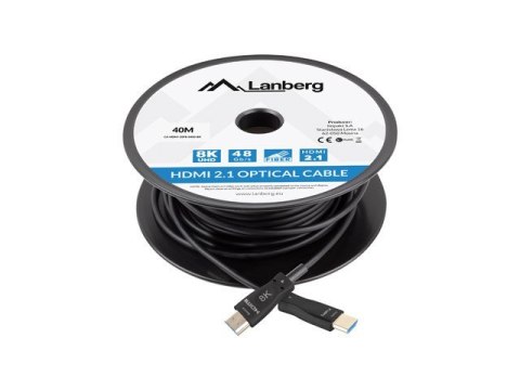 LANBERG KABEL HDMI M/M V2.1 40M 8K OPTYCZNY AOC CA-HDMI-30FB-0400-BK LANBERG KABEL HDMI M/M V2.1 40M 8K OPTYCZNY AOC CA-HDMI-30FB-0400-BK