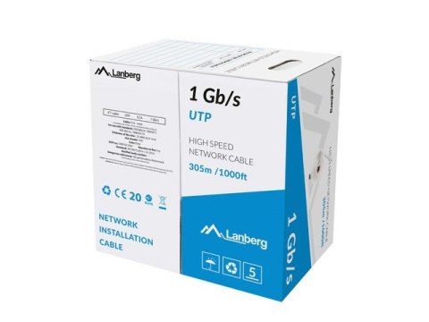 LANBERG KABEL LAN UTP 1GB/S 305M DRUT CCA SZARY LANBERG KABEL LAN UTP 1GB/S 305M DRUT CCA SZARY