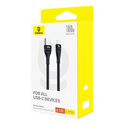 Kabel Baseus Flash 2 USB-USB C 100w 2m (czarny) Kabel Baseus Flash 2 USB-USB C 100w 2m (czarny)