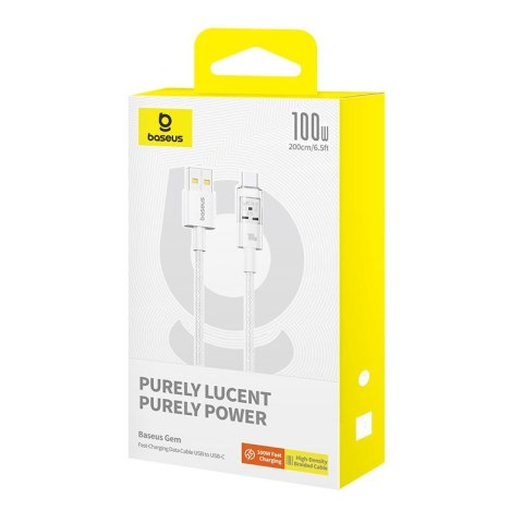 Kabel Baseus Gem USB-USB C 100W 2m (biały) Kabel Baseus Gem USB-USB C 100W 2m (biały)