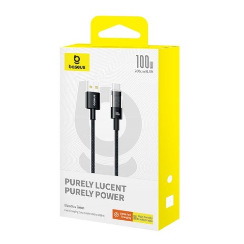 Kabel Baseus Gem USB-USB C 100W 2m (czarny) Kabel Baseus Gem USB-USB C 100W 2m (czarny)