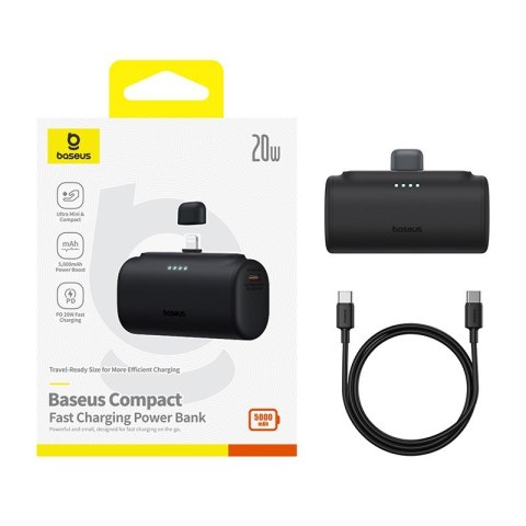 Powerbank Baseus Compact IP 5000mAh 20W USB-C/Lightning (czarny)