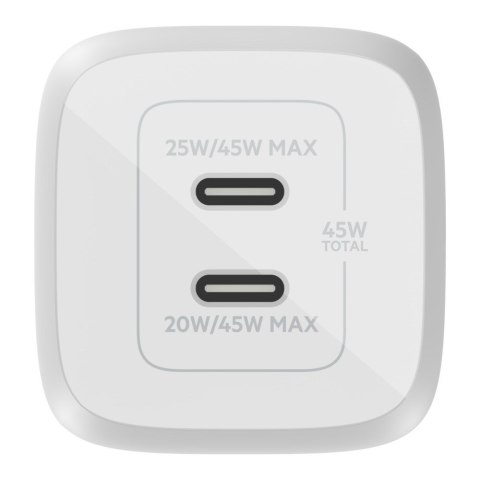 Ładowarka Belkin BoostCharge Pro Dual USB-C PD 3.0 PPS GaN Wall Charger 45W White Ładowarka Belkin BoostCharge Pro Dual USB-C PD 3.0 PPS GaN Wall Charger 45W White