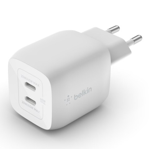 Ładowarka Belkin BoostCharge Pro Dual USB-C PD 3.0 PPS GaN Wall Charger 45W White Ładowarka Belkin BoostCharge Pro Dual USB-C PD 3.0 PPS GaN Wall Charger 45W White