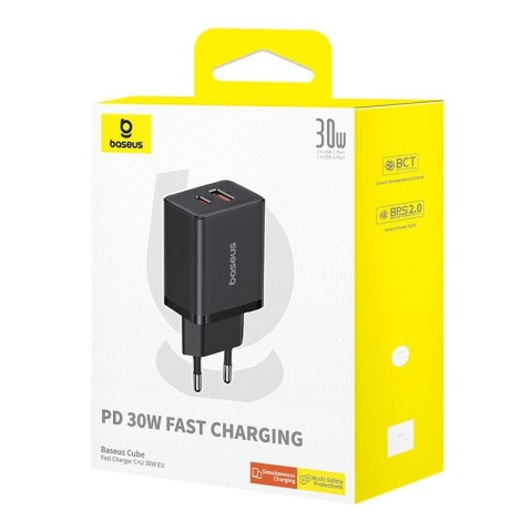 Ładowarka sieciowa Baseus Cube C+U 30W EU (cluster black) Ładowarka sieciowa Baseus Cube C+U 30W EU (cluster black)