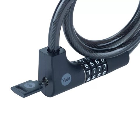Linka rowerowa stalowa z zamkiem szyfrowym i kluczem 12x1000mm Yale Essential Security Combination & Key Cable Lock Linka rowerowa stalowa z zamkiem szyfrowym i kluczem 12x1000mm Yale Essential Security Combination & Key Cable Lock