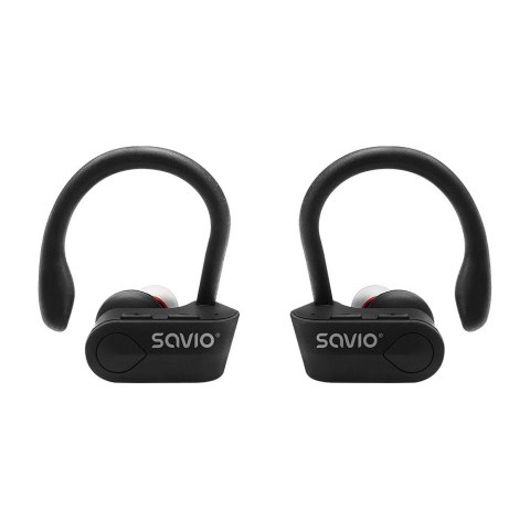 Słuchawki bezprzewodowe SAVIO TWS-03 (bluetooth; bezprzewodowe, Bluetooth; z wbudowanym mikrofonem; kolor czarny Słuchawki bezprzewodowe SAVIO TWS-03 (bluetooth; bezprzewodowe, Bluetooth; z wbudowanym mikrofonem; kolor czarny
