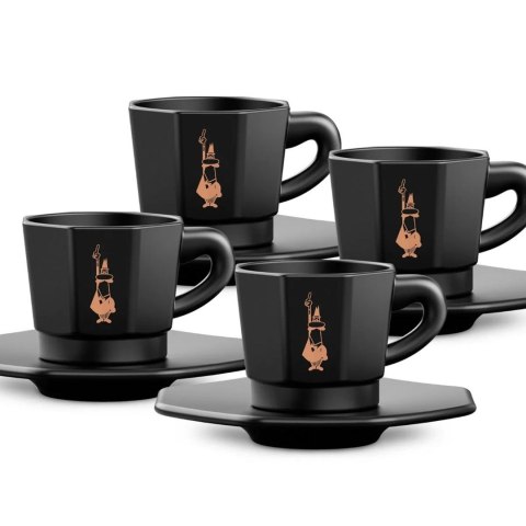 Bialetti zestaw 4 czarnych filiżanek ze spodkami Bialetti zestaw 4 czarnych filiżanek ze spodkami
