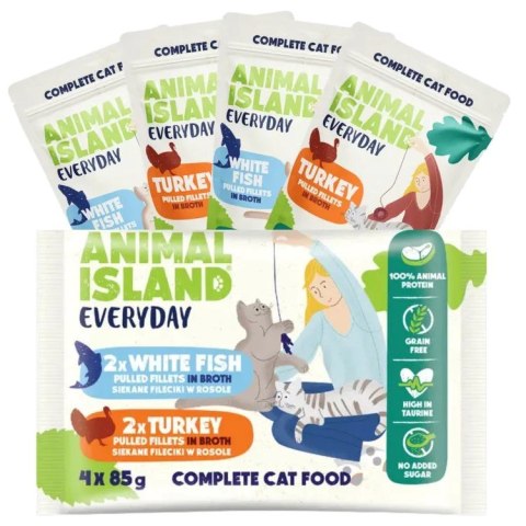 ANIMAL ISLAND Indyk / Biała ryba w filecie - Karma mokra dla kotów - 4x85g ANIMAL ISLAND Indyk / Biała ryba w filecie - Karma mokra dla kotów - 4x85g