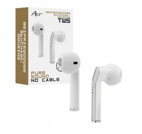 Słuchawki ART AP-TW-B2 (bezprzewodowe, z mikrofonem, TWS (microUSB) białe/srebrne) Słuchawki ART AP-TW-B2 (bezprzewodowe, z mikrofonem, TWS (microUSB) białe/srebrne)