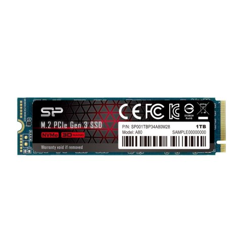 Dysk SSD Silicon Power A80 1TB M.2 PCIe NVMe Gen3x4 TLC 3400/3000 MB/s (SP001TBP34A80M28) Dysk SSD Silicon Power A80 1TB M.2 PCIe NVMe Gen3x4 TLC 3400/3000 MB/s (SP001TBP34A80M28)