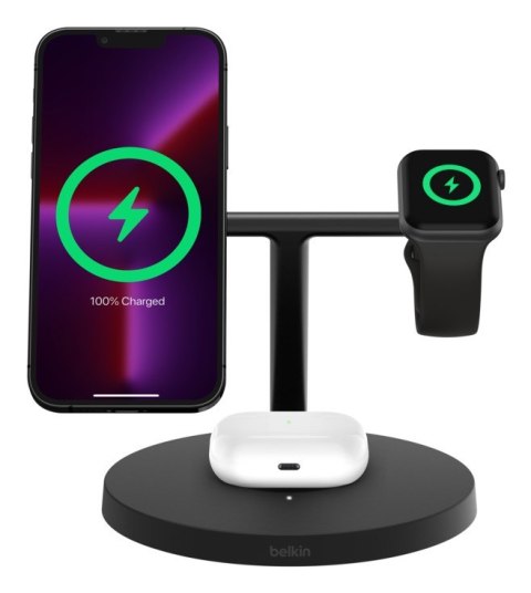 BELKIN BOOSTCHARGE PRO 3IN1 MAGSAFE 15W QI2,CZARNA BELKIN BOOSTCHARGE PRO 3IN1 MAGSAFE 15W QI2,CZARNA