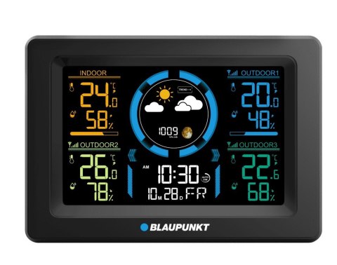 BLAUPUNKT Stacja pogodowa z 3 czujnikami z LCD WS40BK BLAUPUNKT Stacja pogodowa z 3 czujnikami z LCD WS40BK