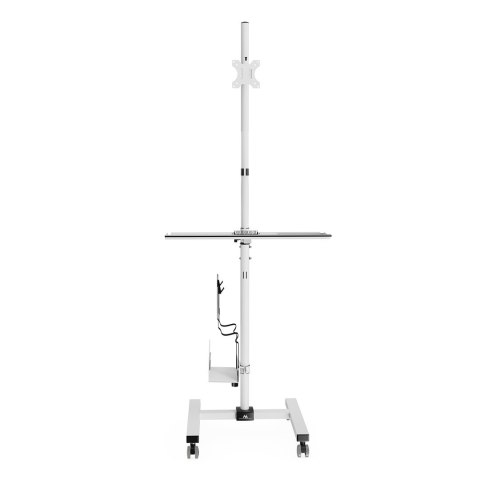 MACLEAN WÓZEK STAND PROFESJONALNY, MOBILNE STANOWISKO KOMPUTEROWE NA KÓŁKACH, MAX 17"-32", MAX 20KG MC-793 W