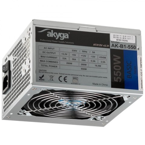 Zasilacz Akyga Basic AK-B1-550 (550 W; Pasywne; 120 mm) Zasilacz Akyga Basic AK-B1-550 (550 W; Pasywne; 120 mm)